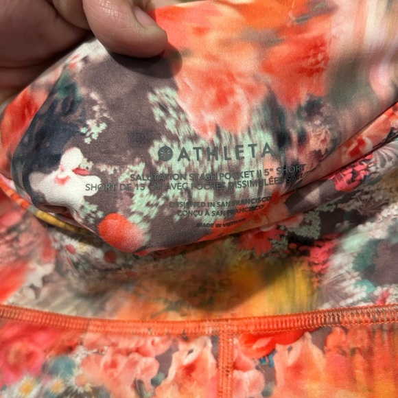 Athleta Womens Pink Floral Printed Elastic High Rise Pull On Shorts Small (1339) - Picture 4 of 6